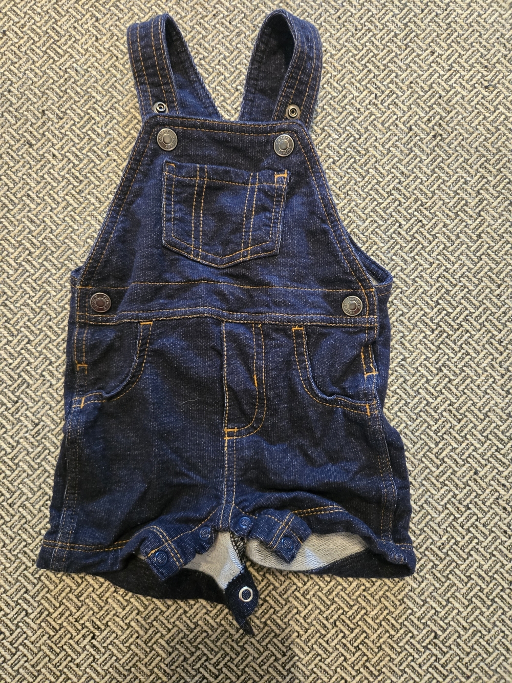 Carter's Dark Blue Denim Shortalls with Contrast Stitching